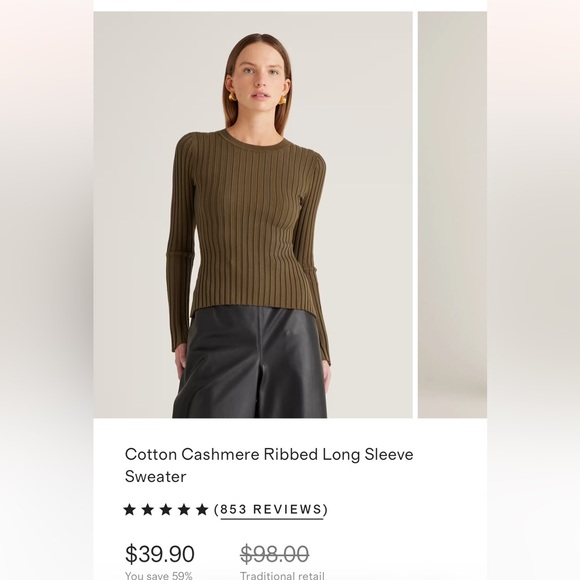 Quince Olive Ribbed Sweater - Picture 2 of 3